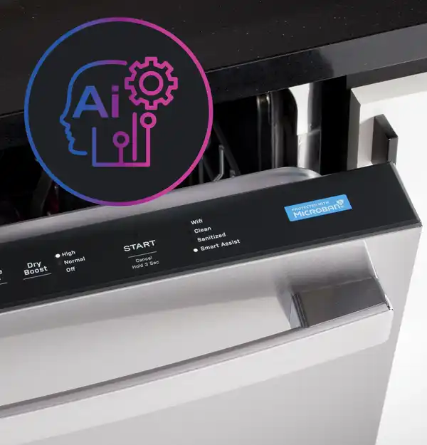 GE Profile PDT795SYVFS dishwasher AI infographic
